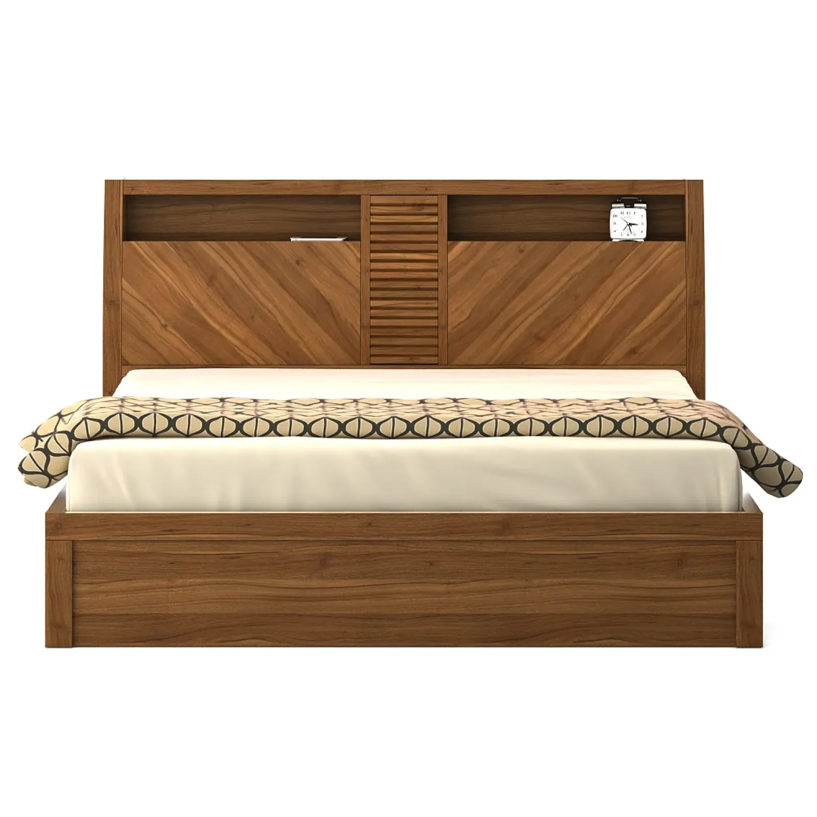 Monarch V4 King Bed 3/4th Lift On Storage - Natural Teak